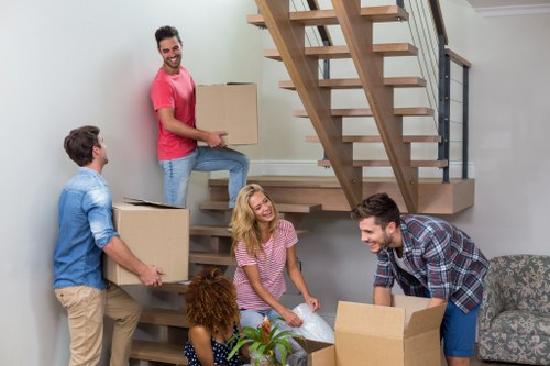 Student removal van and boxes for a Watford property move