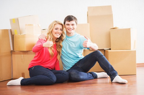 Organised moving boxes ready for a property move or storage in Watford
